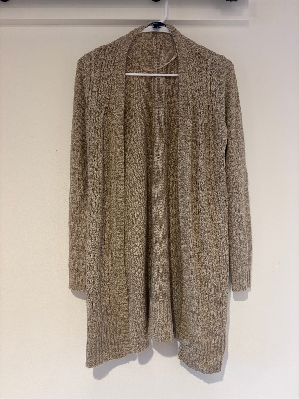 Karen Scott Taupe Open-Front Knit Cardigan